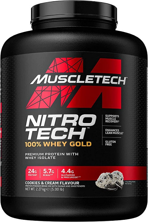Nitro-Tech 100% Whey Gold, Cookies & Cream - 2270 grams