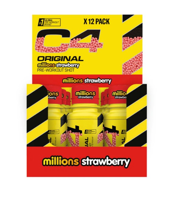 C4 Original Pre-Workout Shot, Millions Strawberry - 12 x 60 ml.