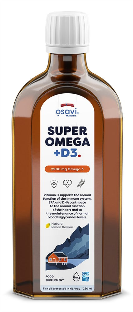 Super Omega + D3, 2900mg Omega 3 (Lemon) - 250 ml.