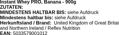 Produktetikett — Instant Whey PRO, Banana - 900 grams