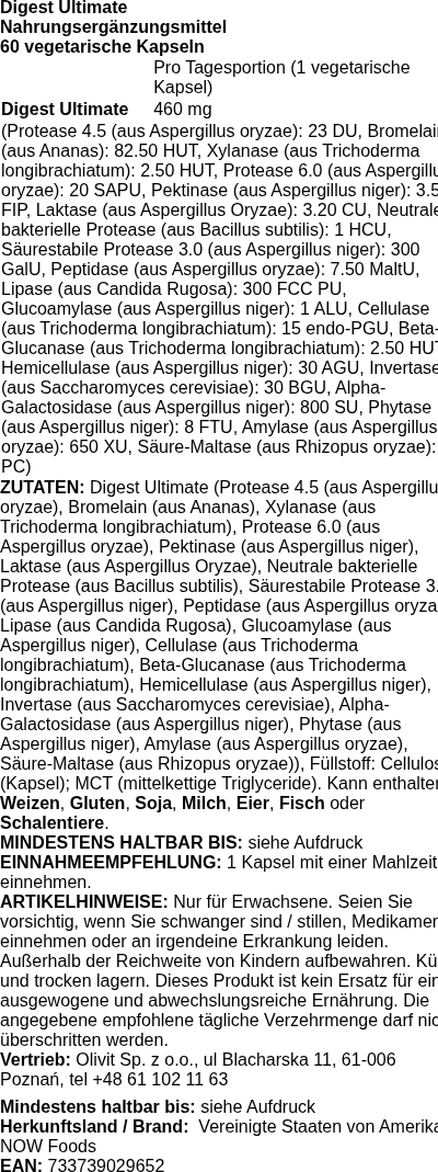 Produktetikett — Digest Ultimate - 60 vcaps