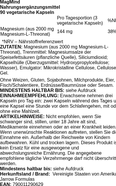 Produktetikett — MagMind - 72 vcaps