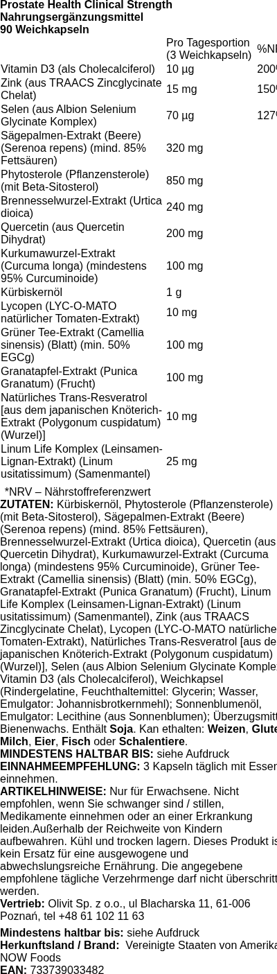 Produktetikett — Prostate Health Clinical Strength - 90 softgels