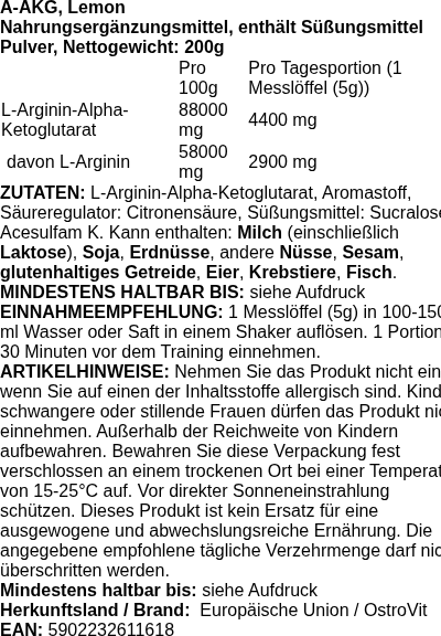 Produktetikett — A-AKG, Lemon - 200 grams