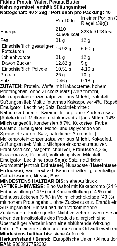 Produktetikett — Fitking Protein Wafer, Coconut - 24 x 37g