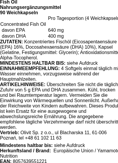 Produktetikett — Fish Oil - 90 softgels