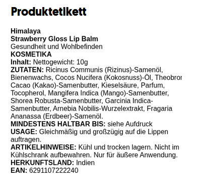 Strawberry Gloss Lip Balm - 10 grams