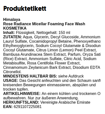 Organic Rose Radiance Micellar Foaming Face Wash - 150 ml.
