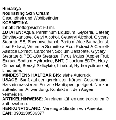 Nourishing Skin Cream - 50 ml.