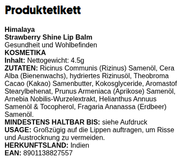 Strawberry Shine Lip Balm - 4.5 grams