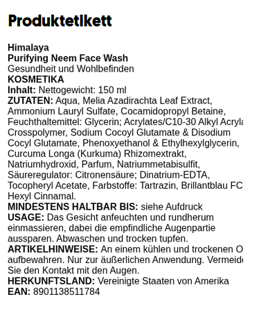 Purifying Neem Face Wash - 150 ml.