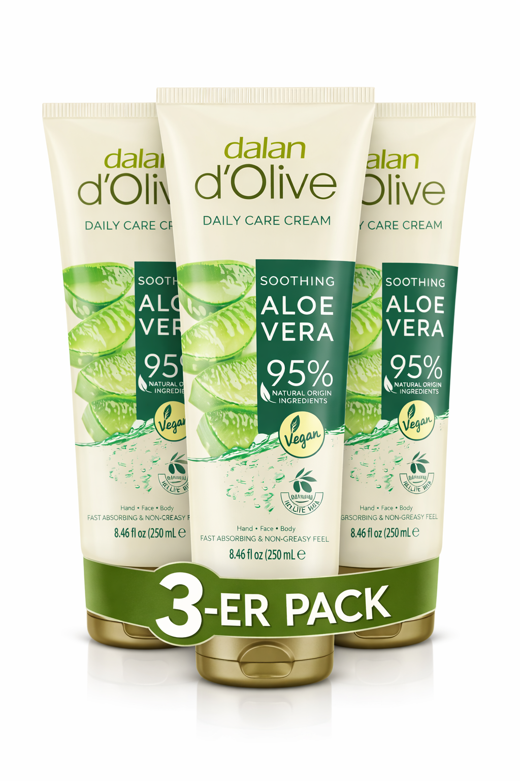3er-Pack Dalan d’Olive Daily Care Cream Aloe Vera – 3 x 250 ml