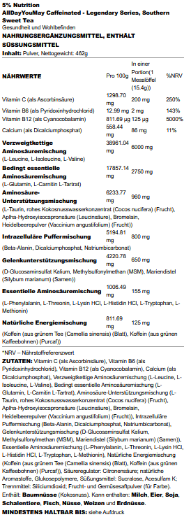 AllDayYouMay Caffeinated - Legendary Series, Southern Sweet Tea - 462 grams - VitaeSupps