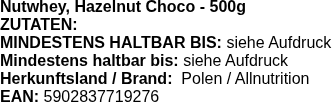 Produktetikett — Nutwhey, Hazelnut Choco - 500 grams