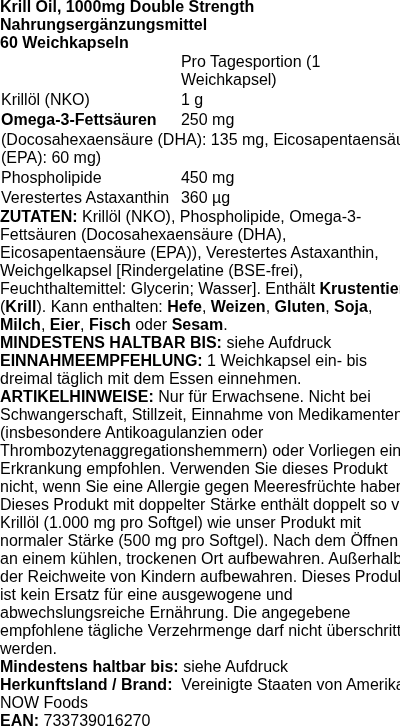 Produktetikett — Krill Oil, 1000mg Double Strength - 60 softgels