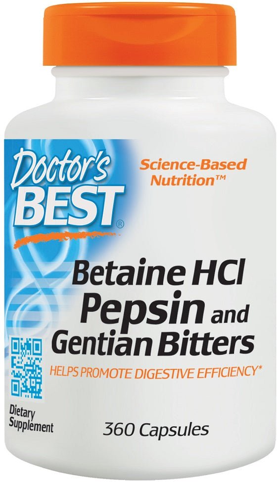 Betaine HCl Pepsin & Gentian Bitters - 360 caps - VitaeSupps