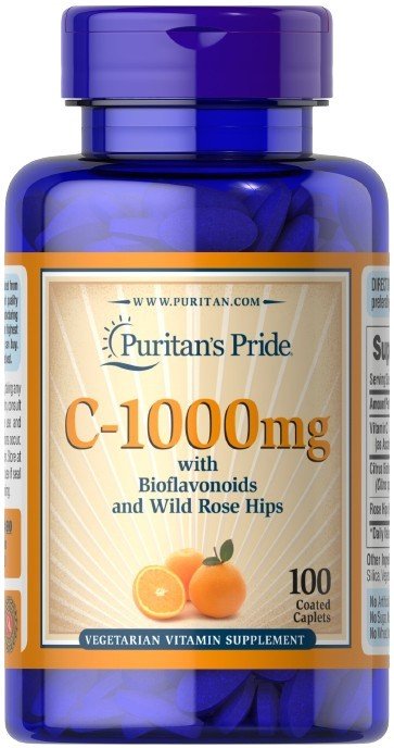 C - 1000 with Bioflavonoids & Wild Rose Hips, 1000mg - 100 caplets - VitaeSupps