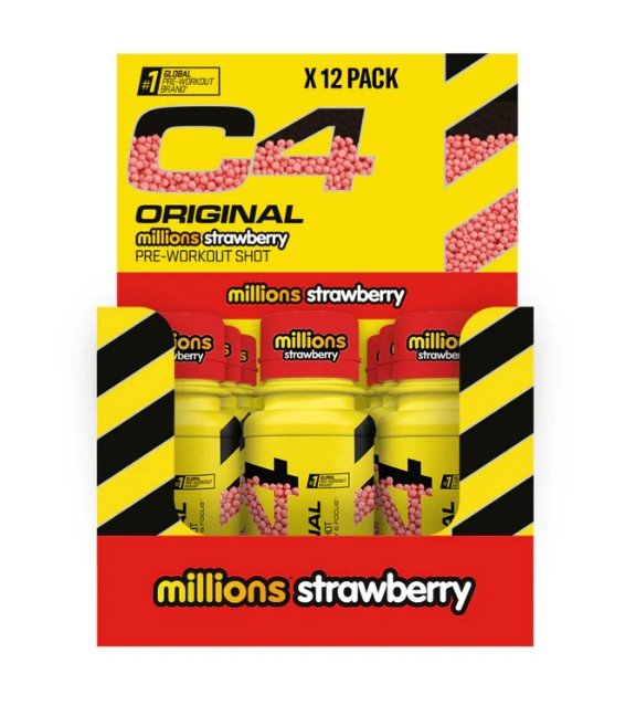 C4 Original Pre - Workout Shot, Millions Strawberry - 12 x 60 ml. - VitaeSupps