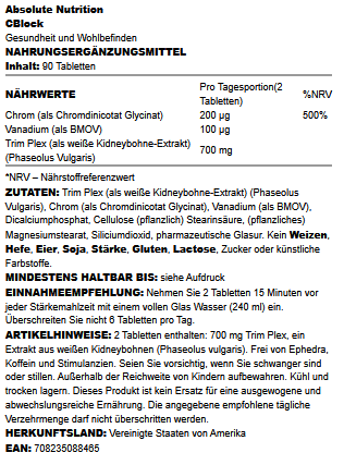 CBlock - 90 caplets - VitaeSupps