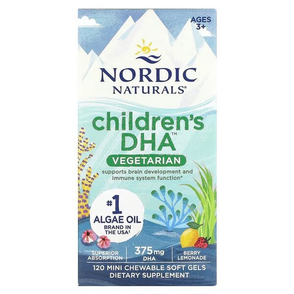 Children's DHA Vegetarian, 375mg Berry Lemonade - 120 chewables - VitaeSupps