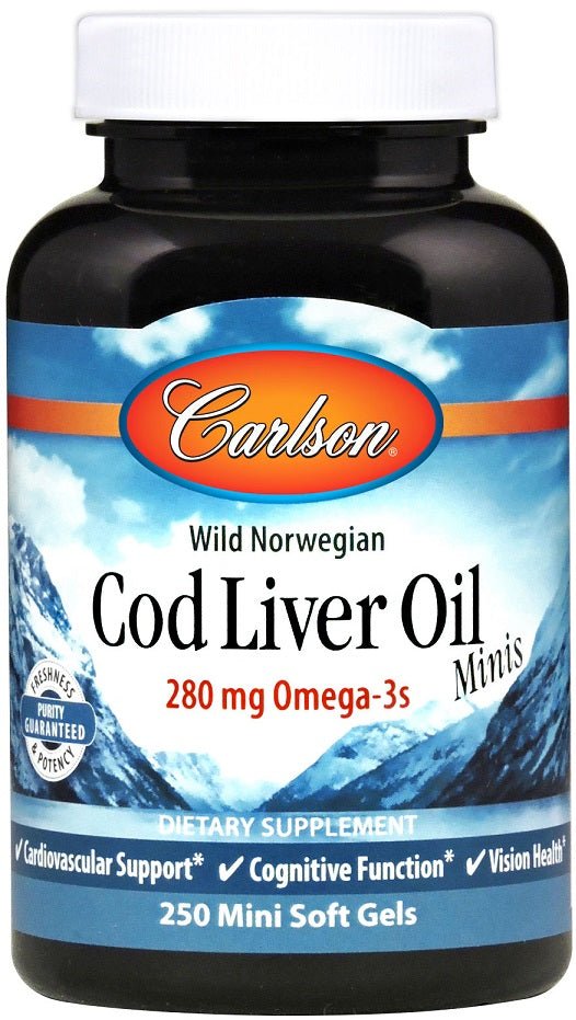 Cod Liver Oil Minis, 280mg - 250 mini softgels - VitaeSupps