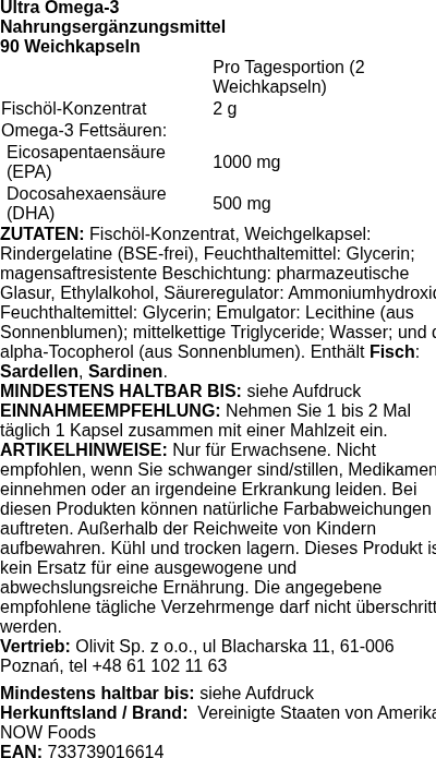Produktetikett — Ultra Omega-3 - 90 softgels