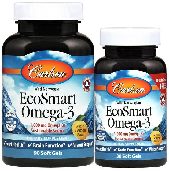 EcoSmart Omega - 3, 1000mg Natural Lemon - 90 + 30 softgels - VitaeSupps