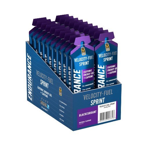 Endurance Sprint Isotonic Energy Gel + Caffeine, Blackcurrant - 20 x 60g - VitaeSupps