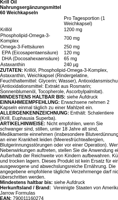 Produktetikett — Krill Oil - 60 softgels