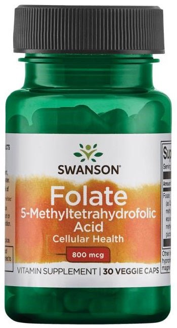 Folate (5 - Methyltetrahydrofolic Acid), 800mcg - 30 vcaps - VitaeSupps
