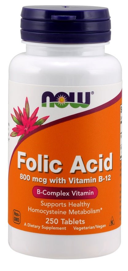 Folic Acid with Vitamin B12, 800mcg - 250 tablets - VitaeSupps