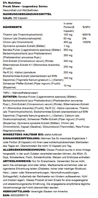 Freak Show - Legendary Series - 180 caps - VitaeSupps