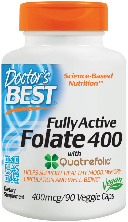 Fully Active Folate 400 with Quatrefolic, 400mcg - 90 vcaps - VitaeSupps