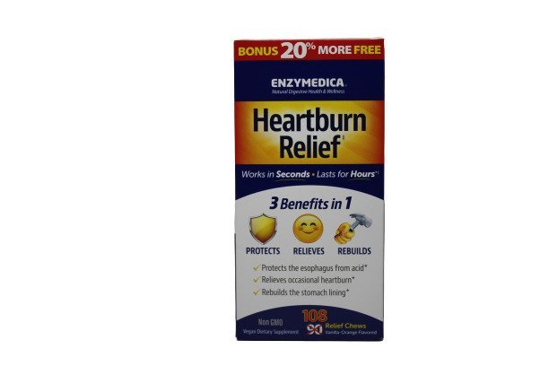 Heartburn Relief, Vanilla - Orange - 108 chewables - VitaeSupps