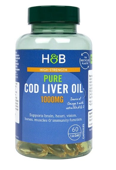 High Strength Pure Cod Liver Oil, 1000mg - 60 caps - VitaeSupps