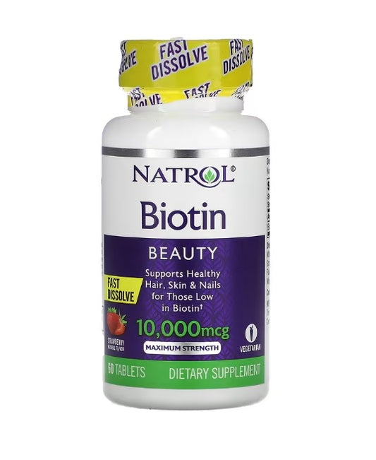 Biotin Fast Dissolve,10000mcg (Strawberry) - 60 tablets