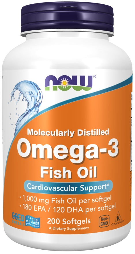 Omega-3 Fish Oil, Molecularly Distilled - 200 softgels