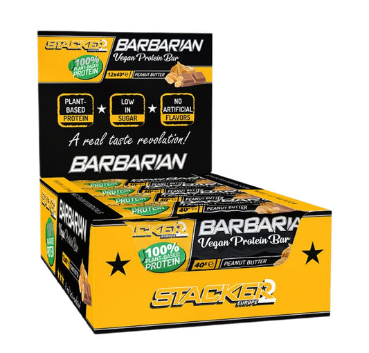 Barbarian Vegan Protein Bar, Peanut Butter - 12 x 40g