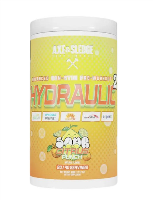 Hydraulic V2 Non-Stim Pre-Workout, Sour Citrus Punch- 498 grams