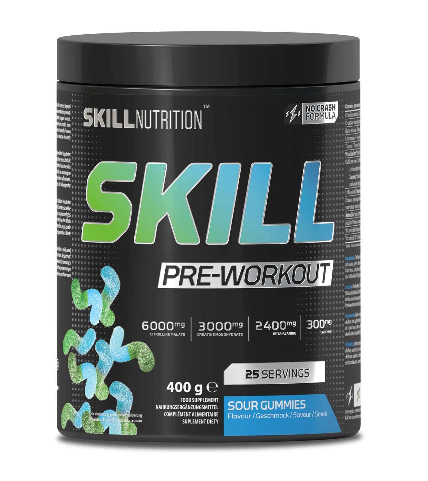 Skill Pre-Workout, Sour Gummies - 400 grams