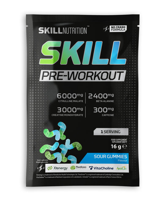 Skill Pre-Workout, Sour Gummies - 16 grams (1 serving)