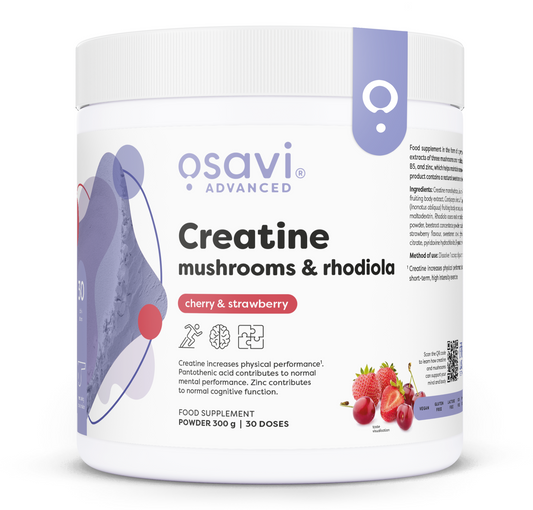 Creatine, Mushrooms & Rhodiola, Cherry & Strawberry - 300 grams