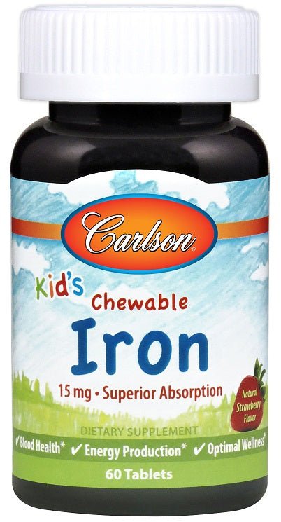 Kid's Chewable Iron, 15mg Strawberry (EAN 088395559402) - 60 tablets - VitaeSupps