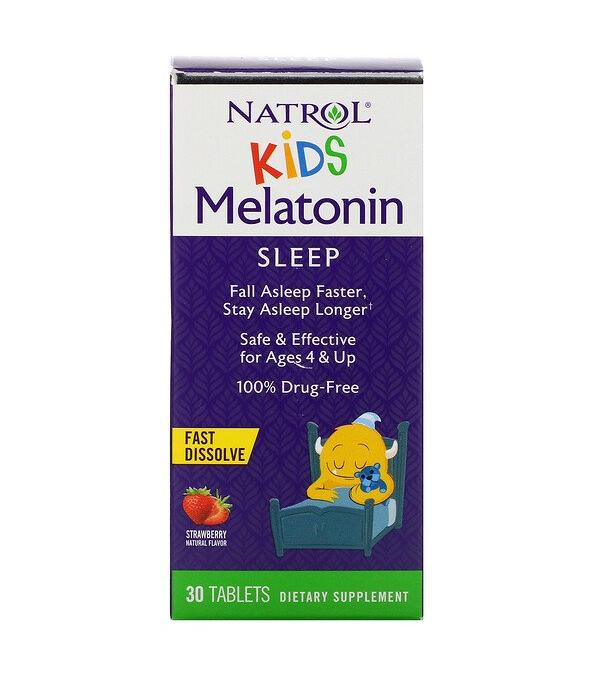 Kids Melatonin, Strawberry - 30 tablets - VitaeSupps