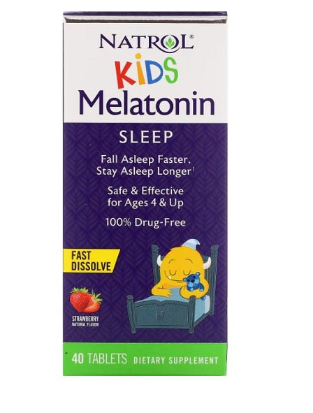 Kids Melatonin, Strawberry - 40 tablets - VitaeSupps