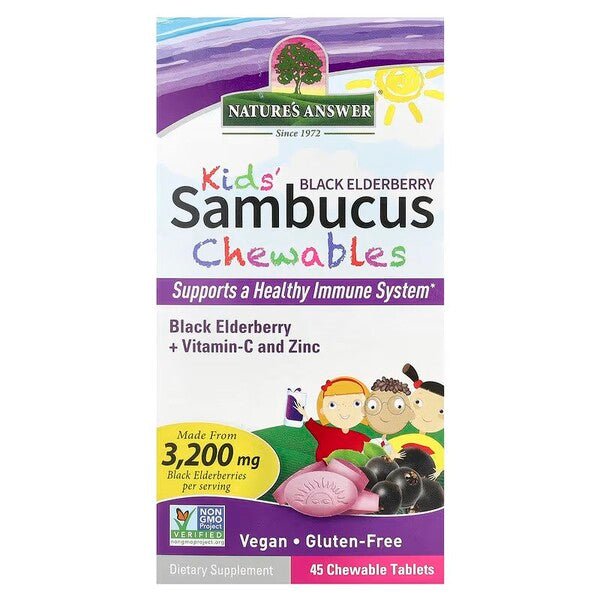 Kid's Sambucus Chewables, Black Elderberry - 45 chewable tablets - VitaeSupps