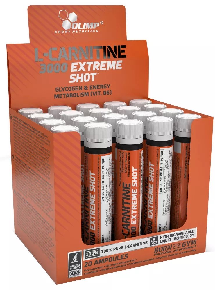 L - Carnitine 3000 Extreme Shot, Cherry - 20 x 25 ml. - VitaeSupps