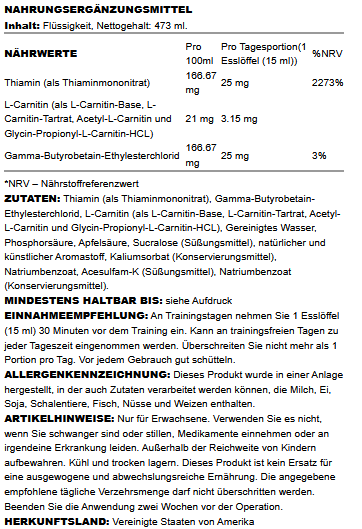 Liquid L - Carnitine 3150 - Legendary Series, Mandarin Orange - 473 ml. - VitaeSupps