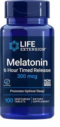 Melatonin 6 Hour Timed Release, 300mcg - 100 vegetarian tabs - VitaeSupps