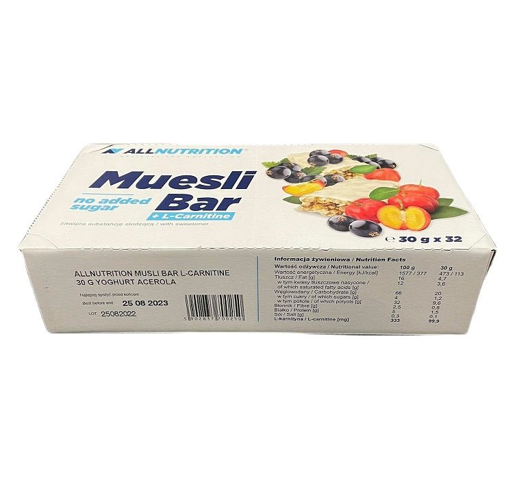 Muesli Bar + L - Carnitine, Yoghurt & Acerola - 32 bars - VitaeSupps